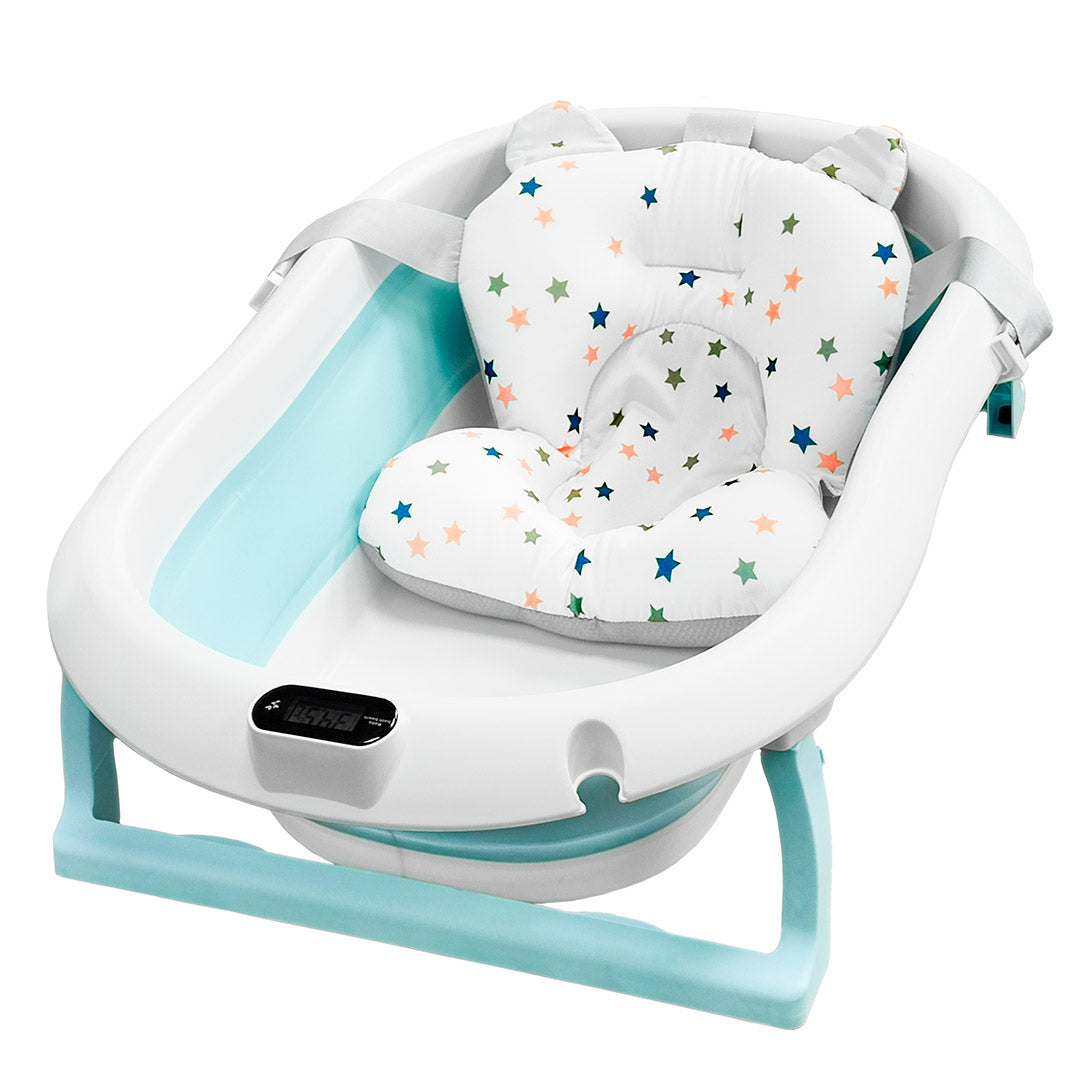 ALMAR Baby Bañera plegable bebé con termómetro cojín reductor e indicador de temperatura compacta