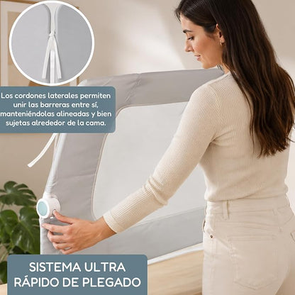 Almar Baby Barrera Plegable para Niños – Barandilla de Seguridad con Malla Transpirable, Fácil Instalación, Protección Anticaídas para Camas Infantiles y Juveniles