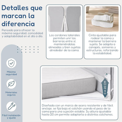 Almar Baby Barrera Plegable para Niños – Barandilla de Seguridad con Malla Transpirable, Fácil Instalación, Protección Anticaídas para Camas Infantiles y Juveniles