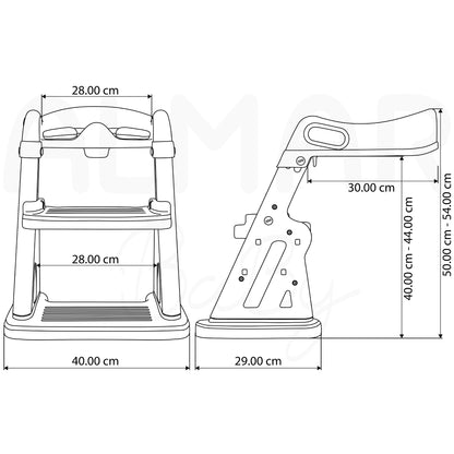 ALMAR Baby Escalera wc para niños plegable gris y blanco adaptador para el baño
