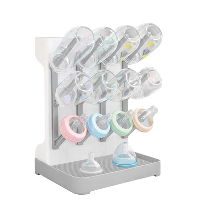 Almar Baby Escurridor de Biberones Plegable Gris y Blanco – Soporte Portátil para Botellas y Accesorios de Bebé, Ideal para Viajes y Salidas, Compacto con Bandeja Antigoteo