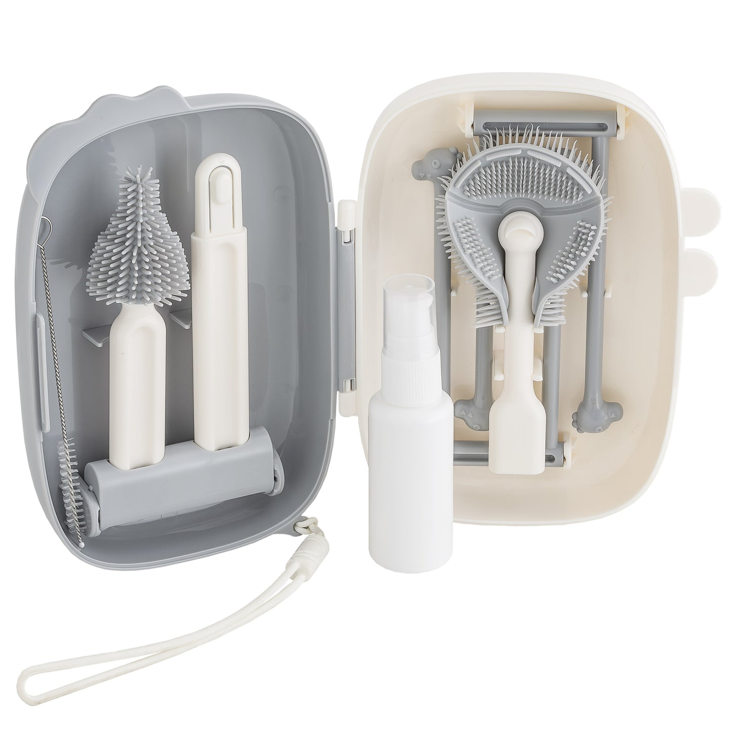 Almar Baby Set de Limpieza de Biberones Portátil para Bebés – Estuche Compacto con Cepillos, Limpiador de Tetinas y Spray – Ideal para Viajes, Paseos y Guardería