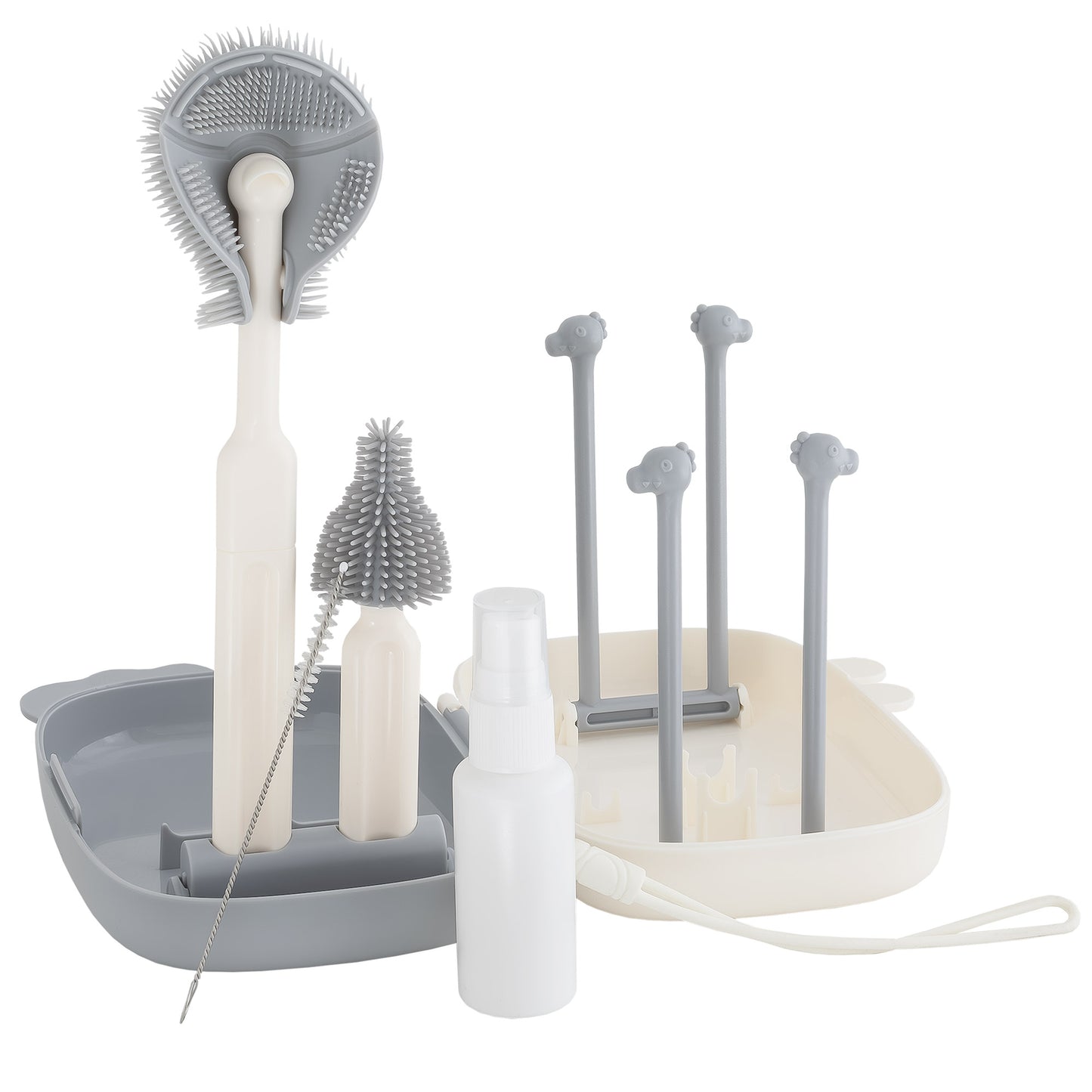 Almar Baby Set de Limpieza de Biberones Portátil para Bebés – Estuche Compacto con Cepillos, Limpiador de Tetinas y Spray – Ideal para Viajes, Paseos y Guardería