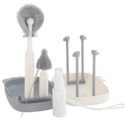 Almar Baby Set de Limpieza de Biberones Portátil para Bebés – Estuche Compacto con Cepillos, Limpiador de Tetinas y Spray – Ideal para Viajes, Paseos y Guardería