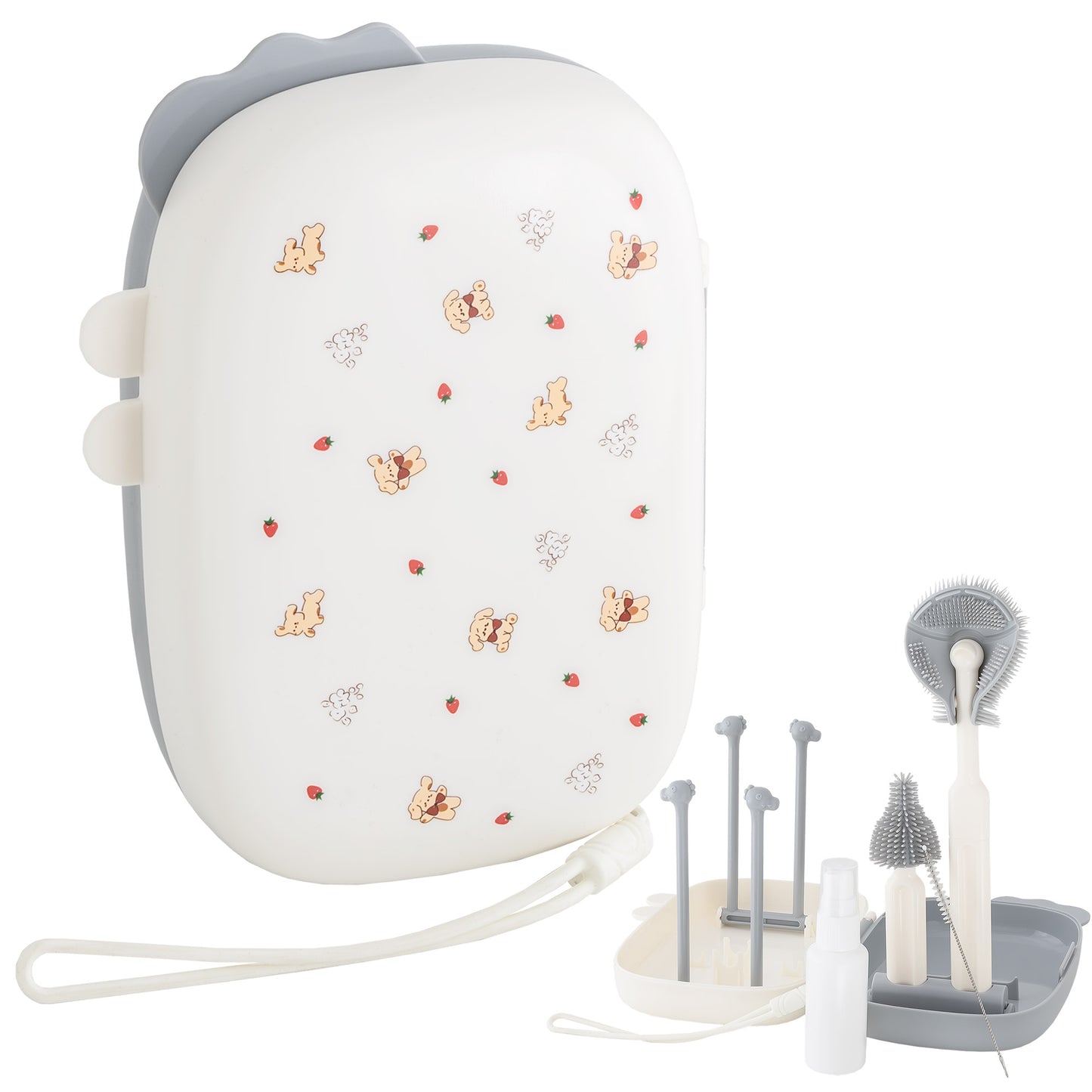 Almar Baby Set de Limpieza de Biberones Portátil para Bebés – Estuche Compacto con Cepillos, Limpiador de Tetinas y Spray – Ideal para Viajes, Paseos y Guardería